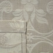 Asciugamani, tessitura artigianale in misto lino/cotone, con disegno giglio e finitura a punto giorno, color tortora