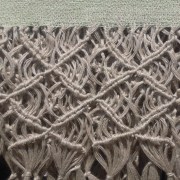 Set asciugamani, tessitura artigianale in puro lino con disegno giglio e finitura in macrame annodato a mano, color tortora