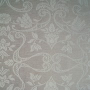 Asciugamani, tessitura artigianale in misto lino/cotone, con disegno giglio e finitura a punto giorno, color tortora