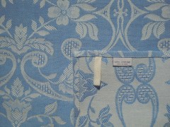 Strofinaccio, tessitura artigianale in misto lino/cotone, con disegno Giglio di colore azzurro